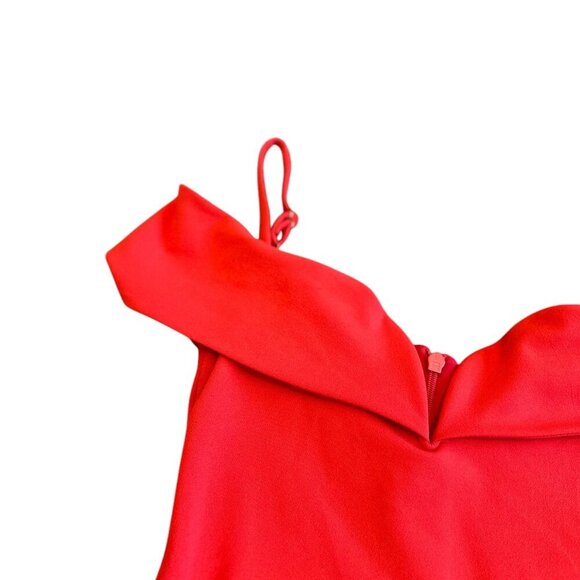 Noookie Bold Red Off-Shoulder Fitted Sheath Dress Spaghetti Strap Size Small - Picture 6 of 12